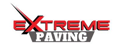Logo featuring the word 'EXTREME' in red uppercase letters above the word 'PAVING' in white uppercase letters on a dark background.